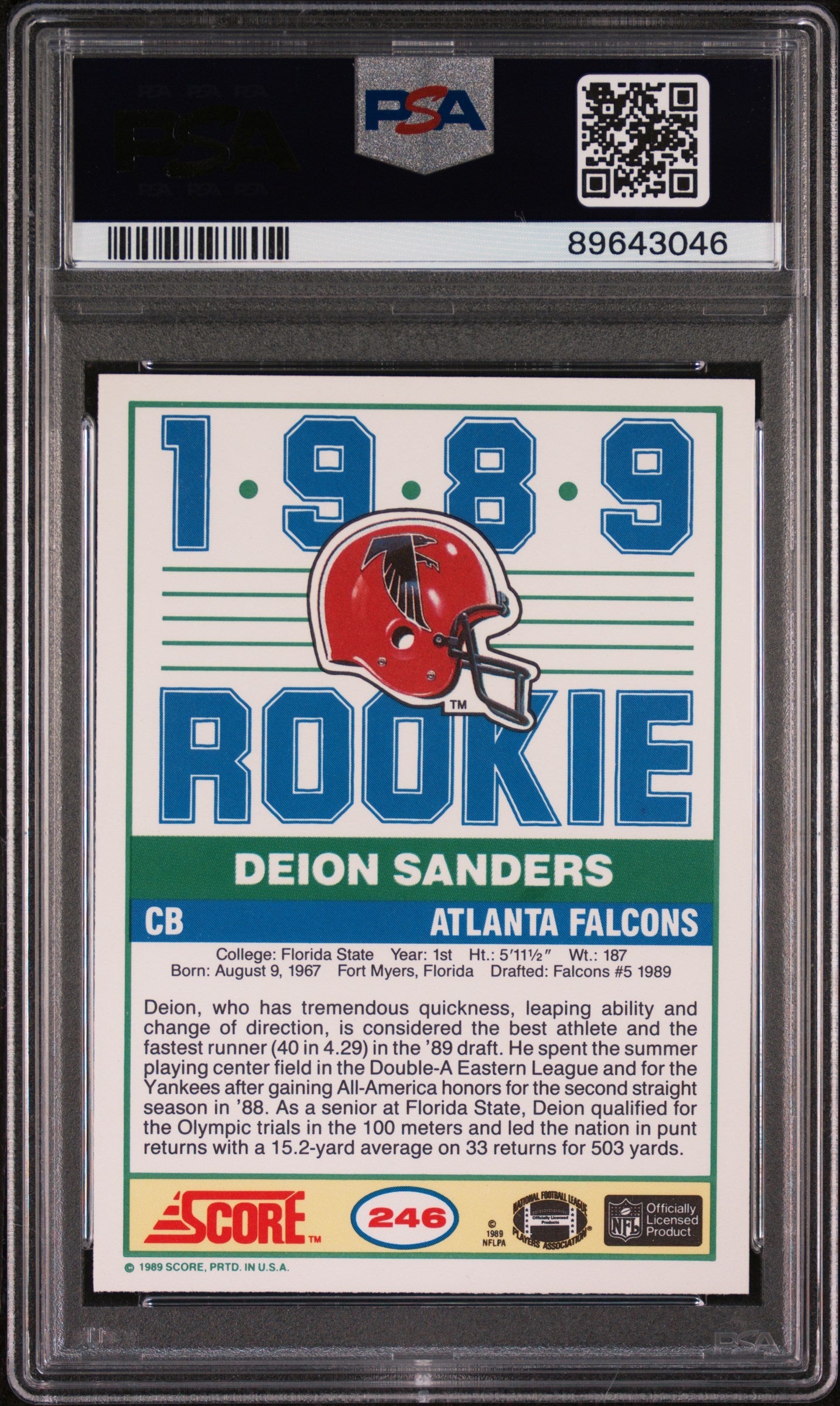 1989 Score Deion Sanders #246 PSA 10