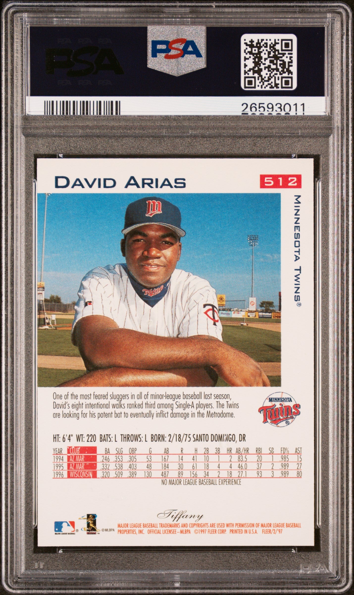 1997 Fleer David Arias #512 Tiffany PSA 9