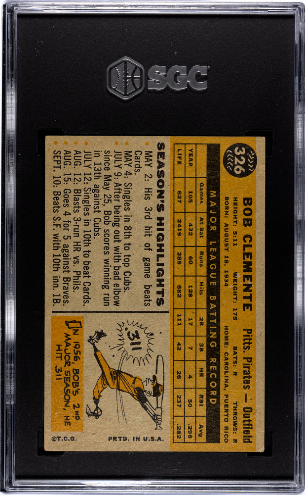 1960 Topps Bob Clemente #326 SGC 4.5