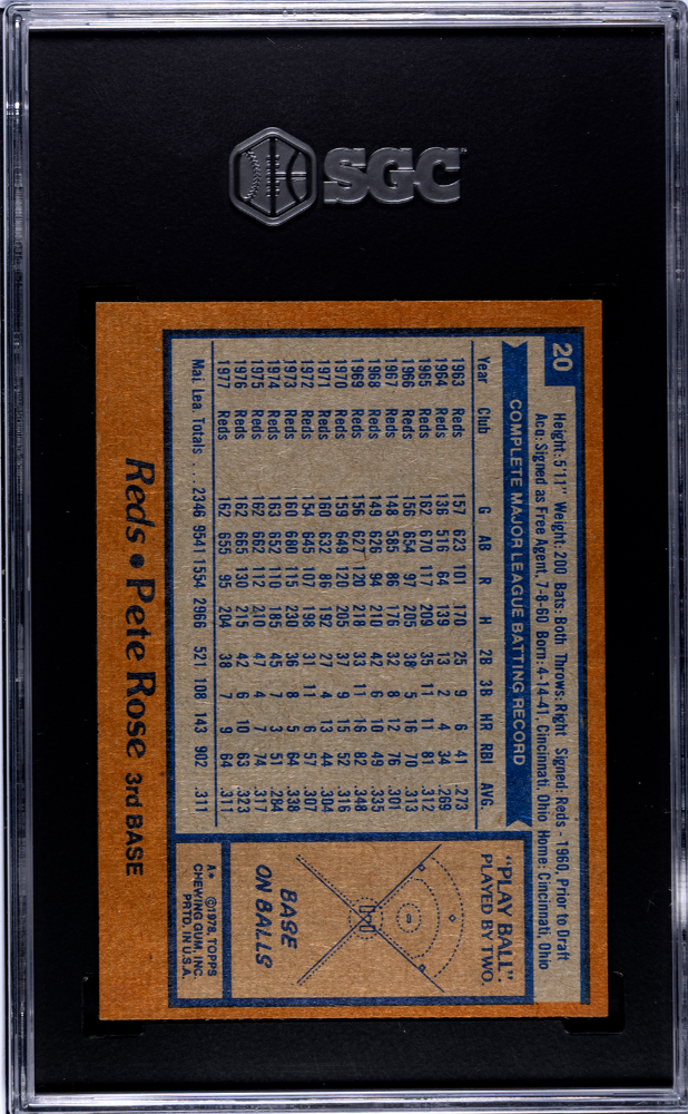 1978 Topps Pete Rose #20 SGC 9