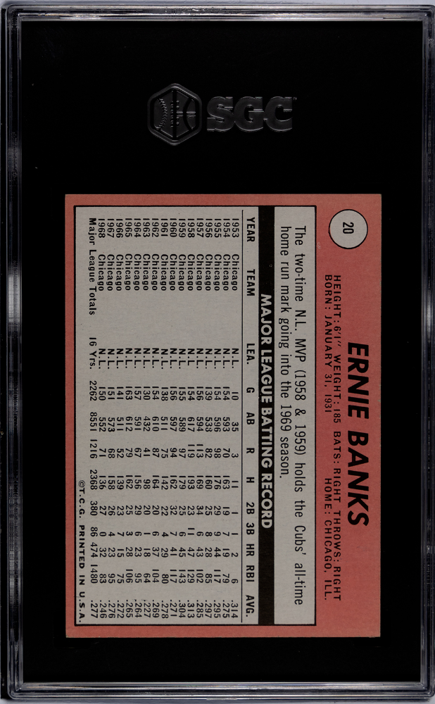 1969 Topps Ernie Banks #20 SGC 7