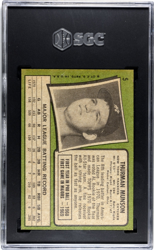 1971 Topps Thurman Munson #5 SGC 6