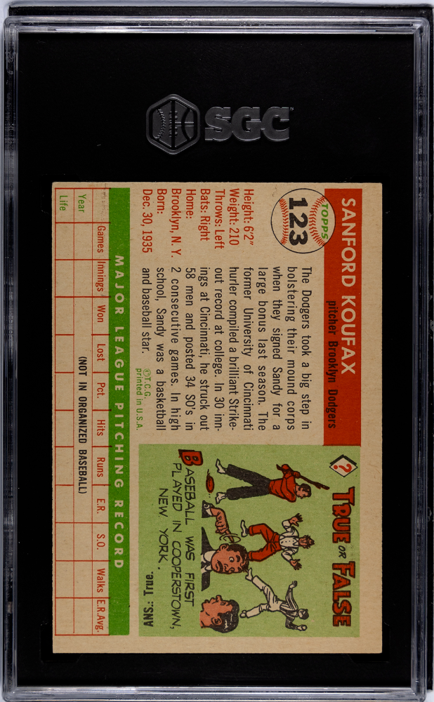1955 Topps Sandy Koufax #123 SGC 4.5
