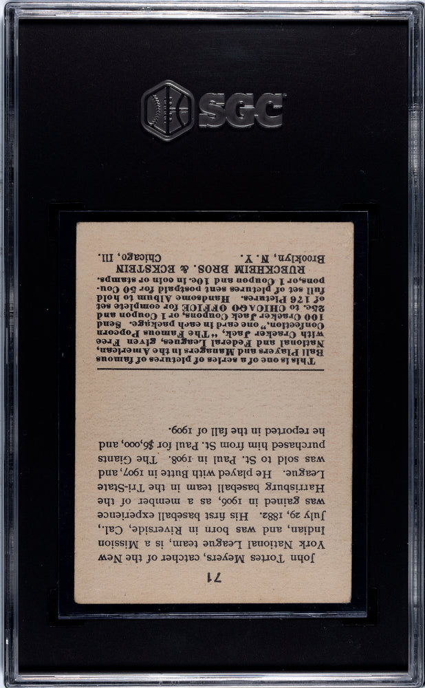 1915 Cracker Jack John Meyers #71 SGC 5
