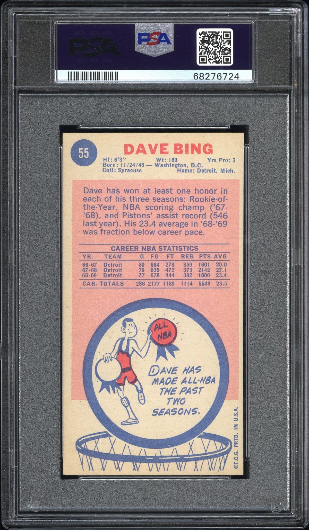 1969 Topps Dave Bing #55 PSA 8