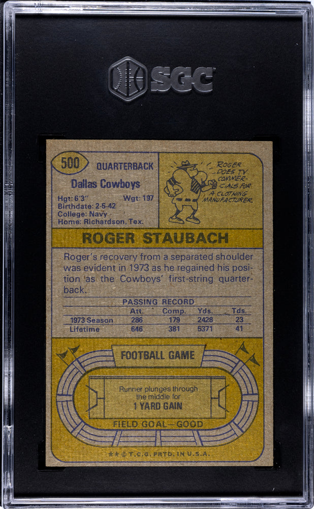 1974 Topps Roger Staubach #500 SGC 9