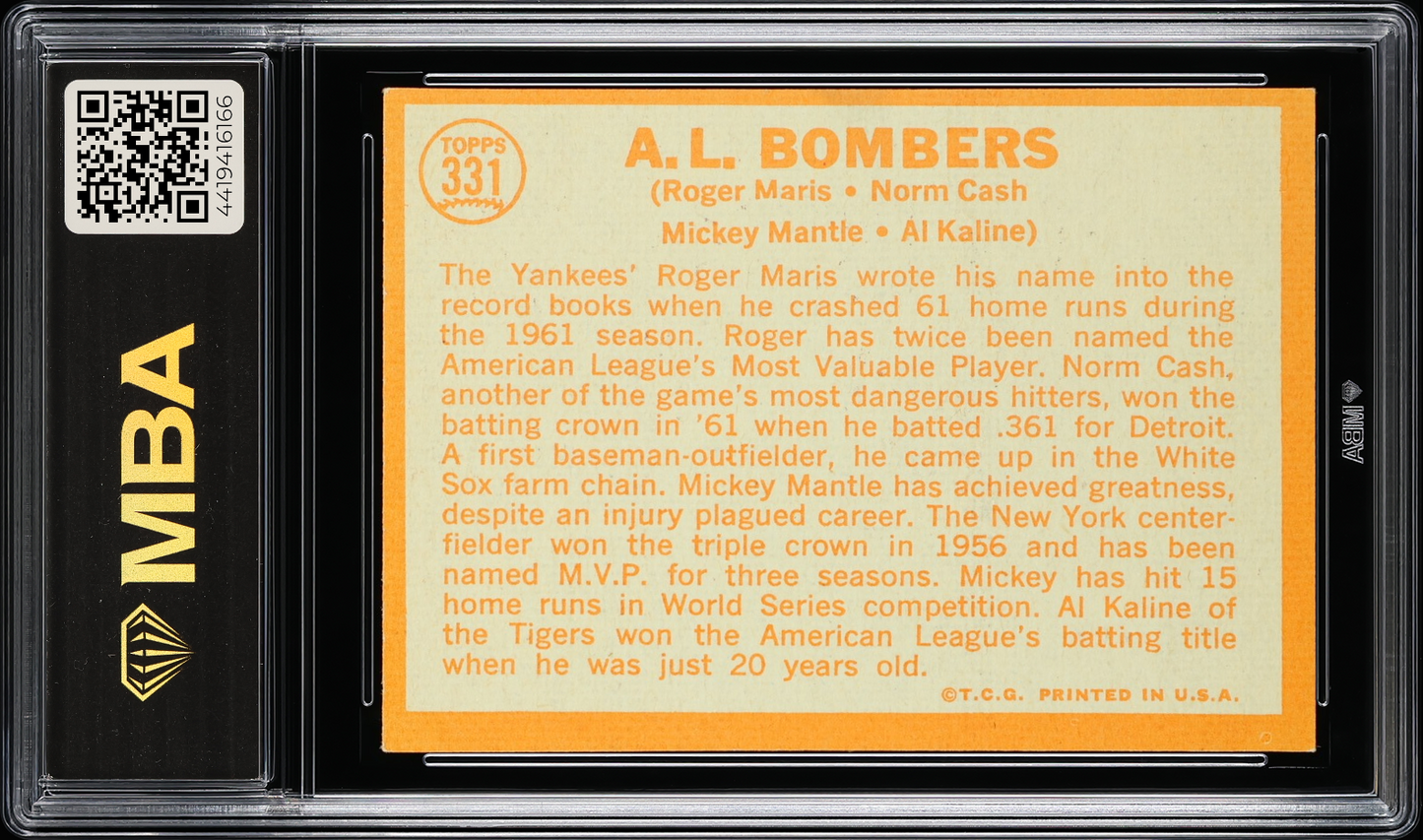 1964 Topps A.L. Bombers #331 MBA 5