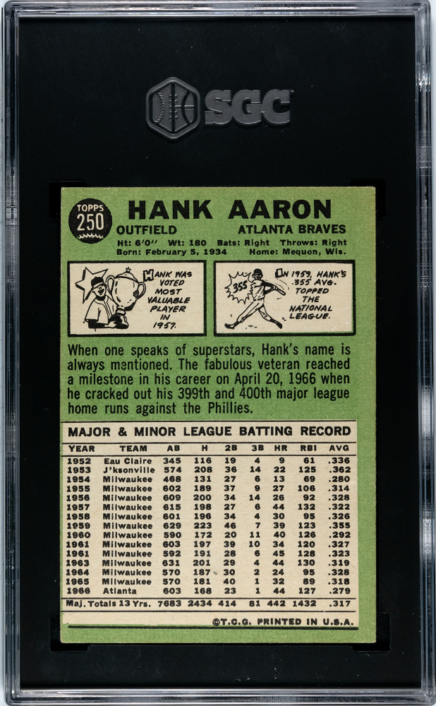 1967 Topps Hank Aaron #250 SGC 4.5