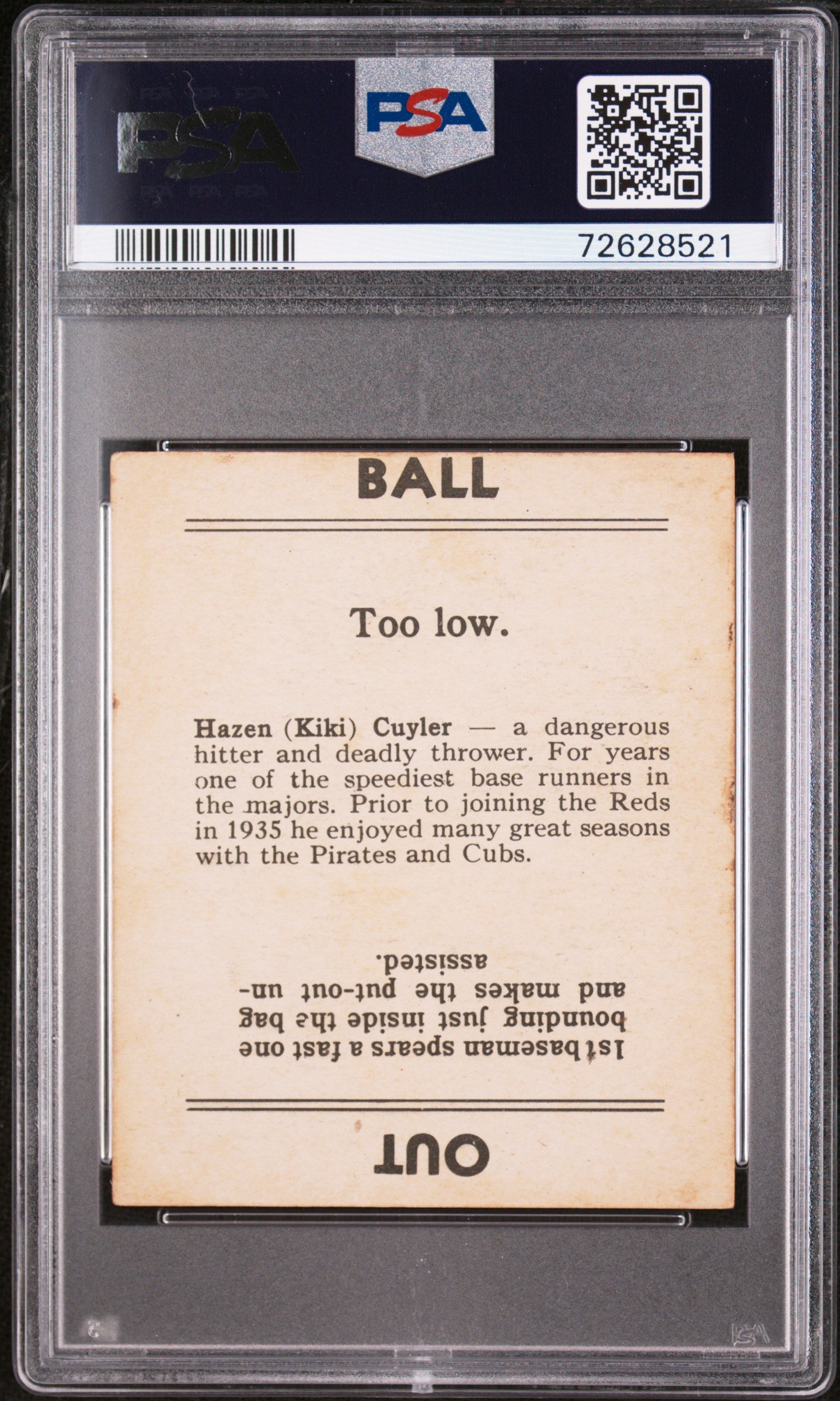 1936 Goudey "kiki" Cuyler PSA 4