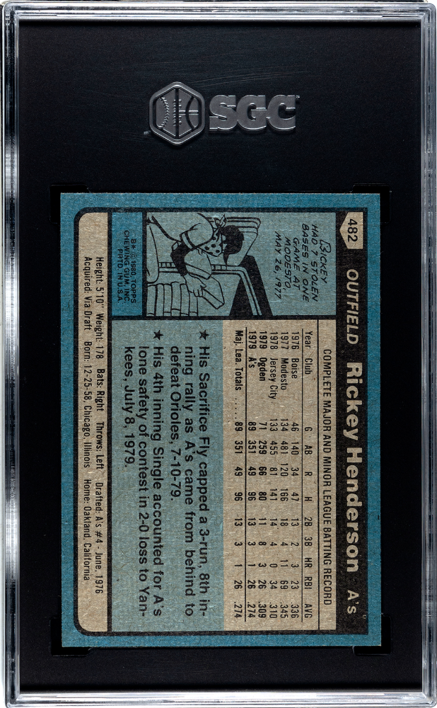 1980 Topps Rickey Henderson #482 SGC 8.5