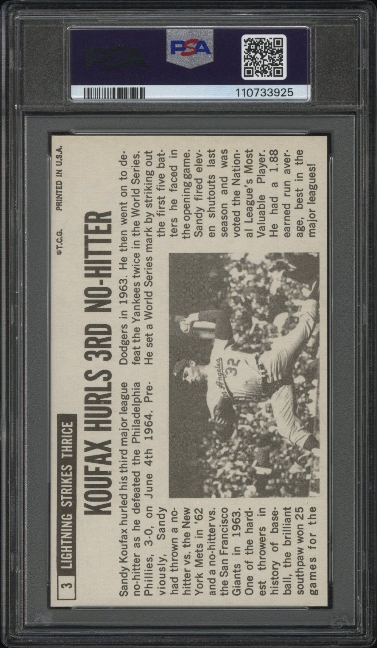 1964 Topps Giants Sandy Koufax #3 PSA 7