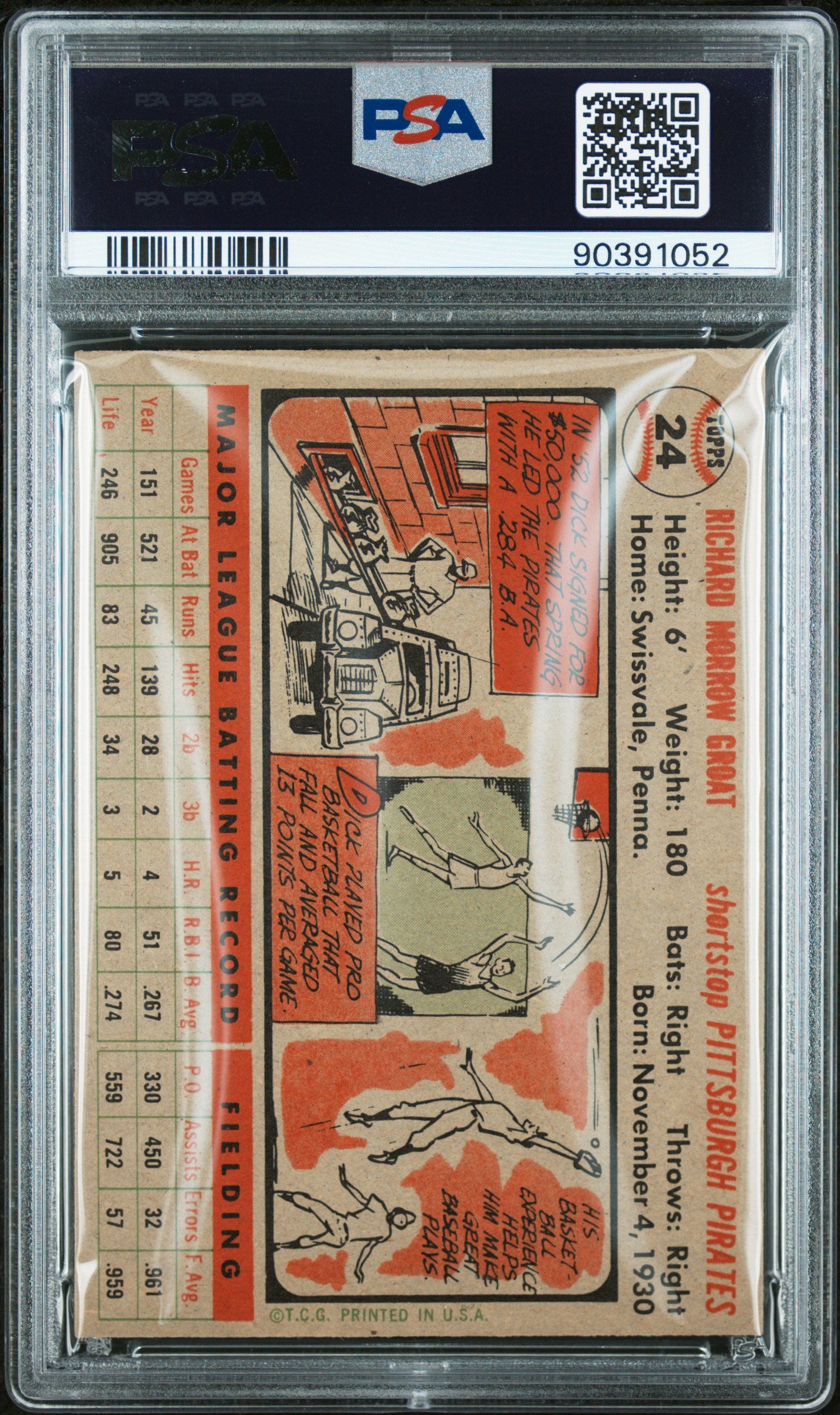 1956 Topps Dick Groat #24 Gray Back PSA 7