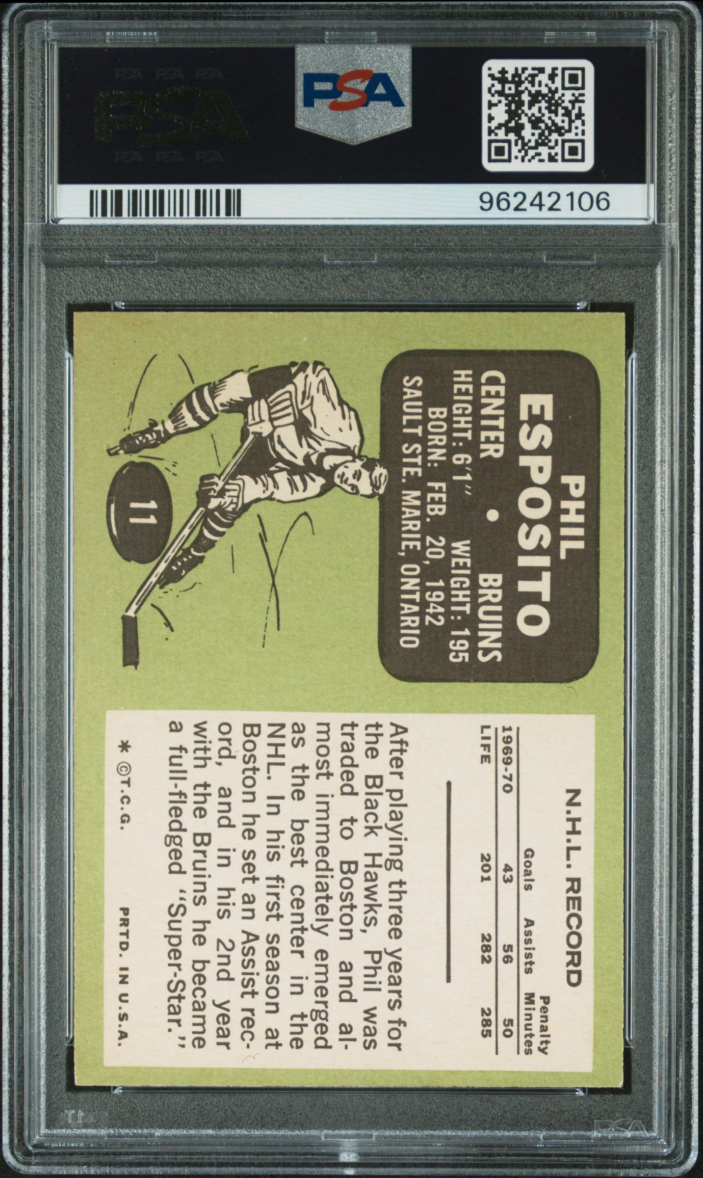 1970 Topps Phil Esposito #11 PSA 6
