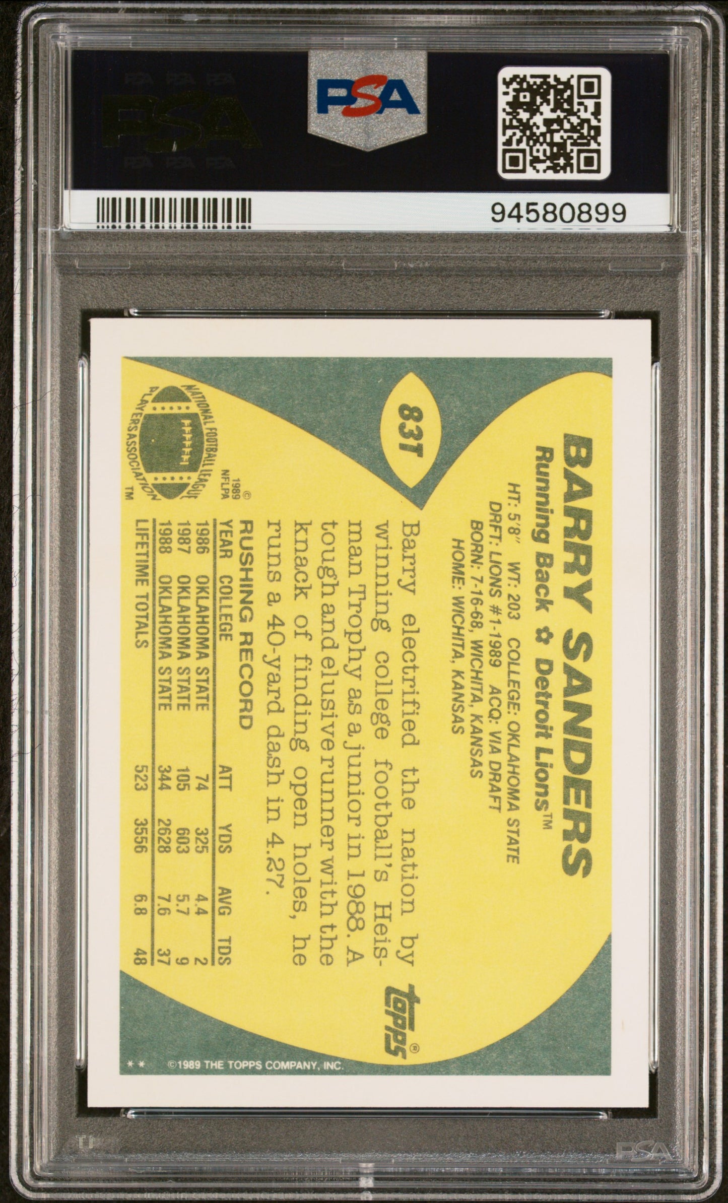 1989 Topps Traded Barry Sanders #83T PSA 10
