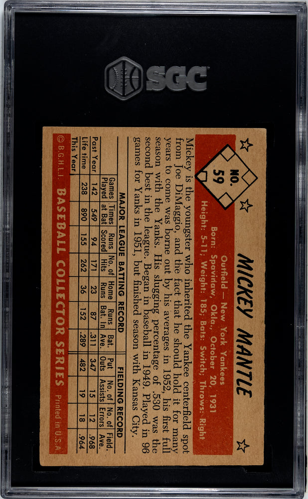 1953 Bowman Color Mickey Mantle #59 SGC 6.5