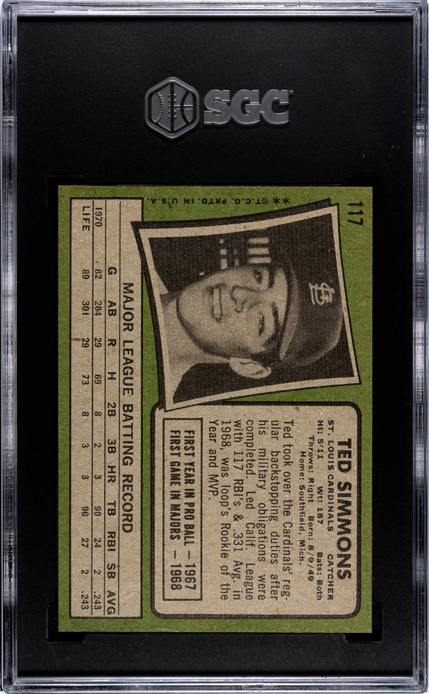 1971 Topps Ted Simmons #117 SGC 6.5