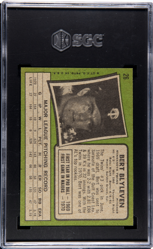 1971 Topps Bert Blyleven #26 SGC 7