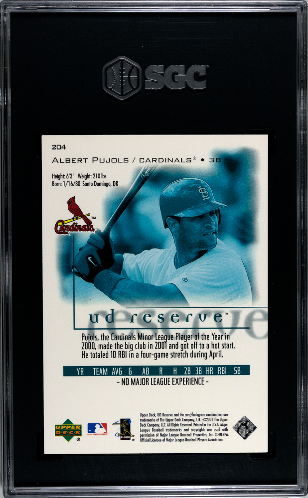 2001 Upper Deck Reserve Albert Pujols #204 SGC 9