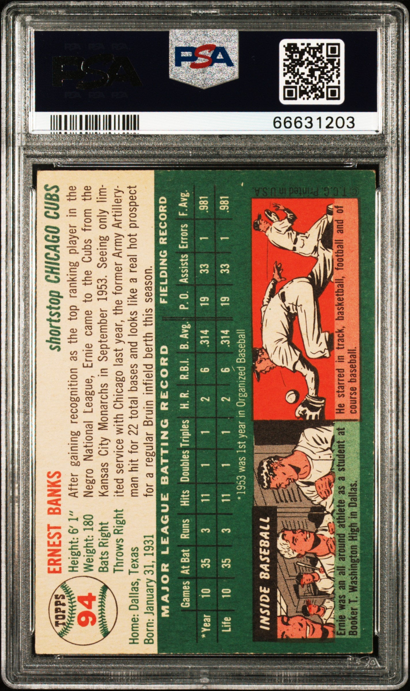 1954 Topps Ernie Banks #94 PSA 6