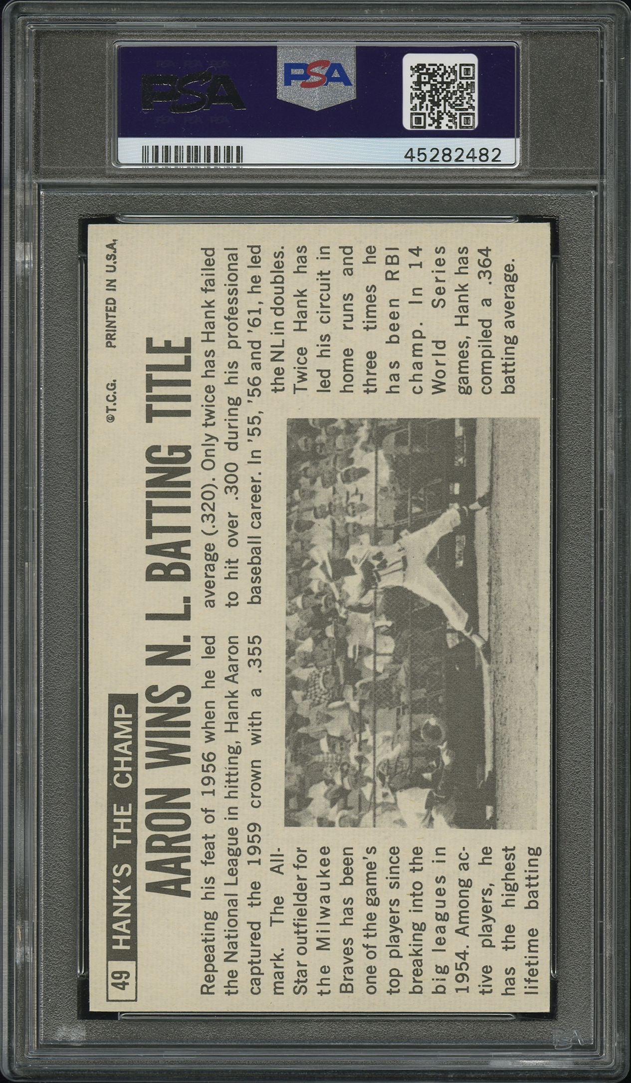 1964 Topps Giants Hank Aaron #49 PSA 8