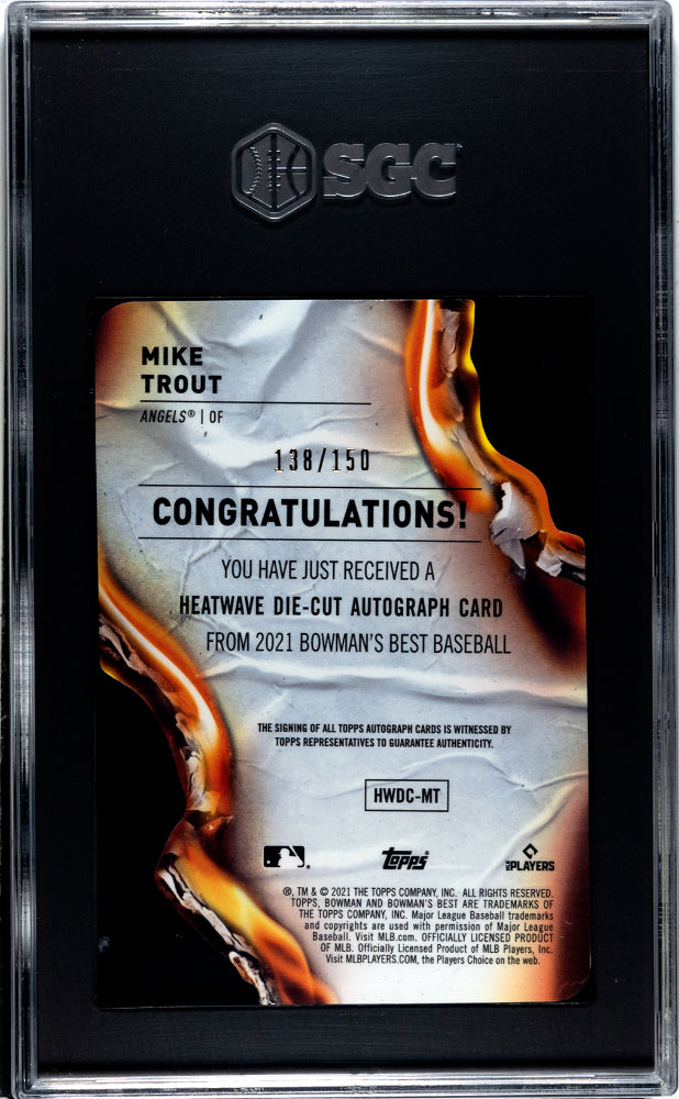2021 Bowman's Best Mike Trout #HWDC-MT Heatwave Die Cut Autograph SGC 8.5 Auto 10