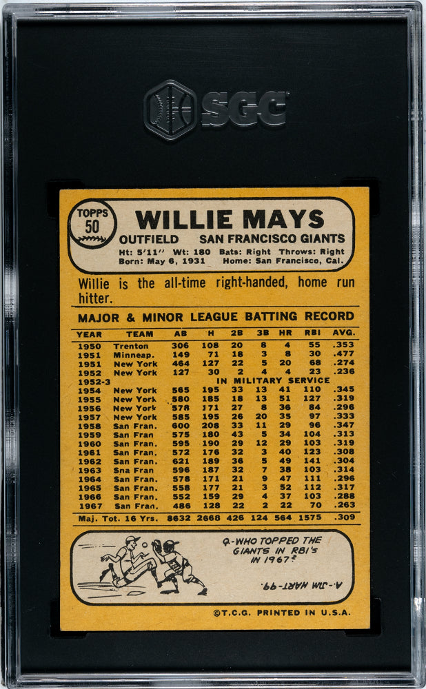 1968 Topps Willie Mays #50 SGC 7
