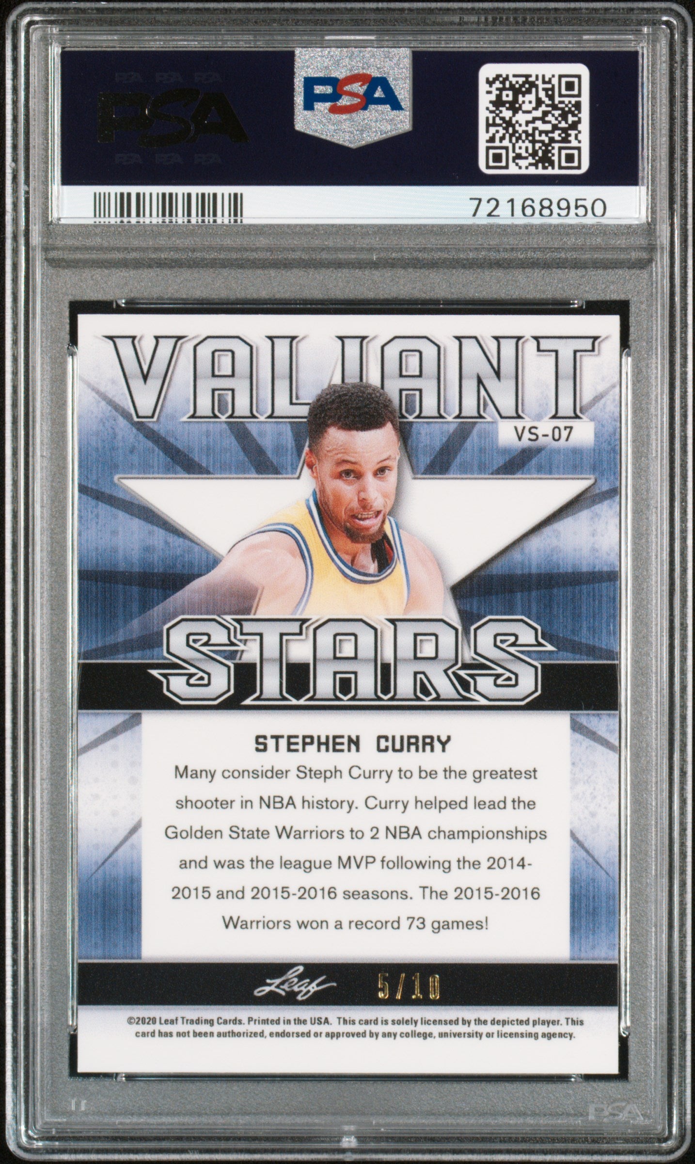 2020 Leaf Best Of Sports Stephen Curry #VS07 Yellow PSA 10