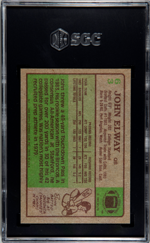 1984 Topps John Elway #63 SGC 8.5