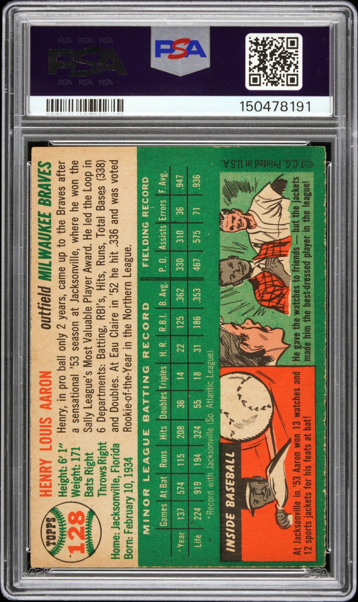 1954 Topps Henry Aaron #128 PSA 4.5