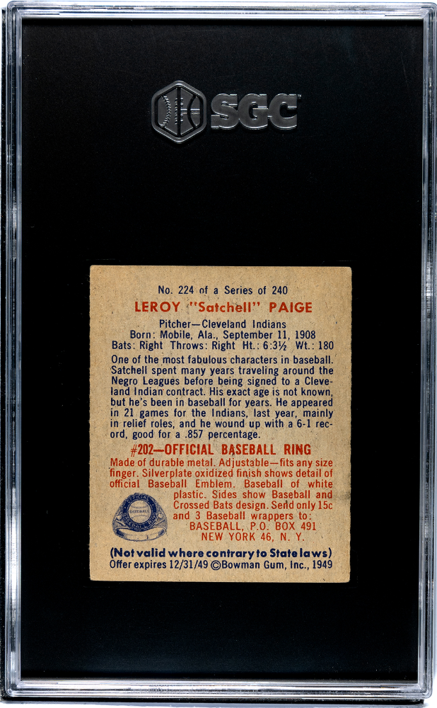 1949 Bowman Satchell Paige #224 SGC 5