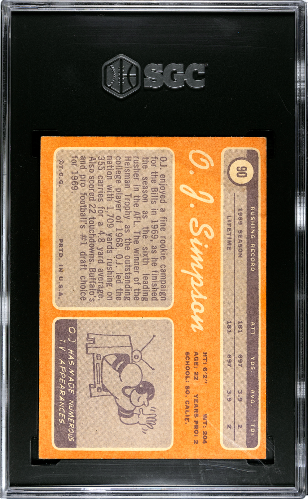 1970 Topps Oj Simpson #90 SGC 3