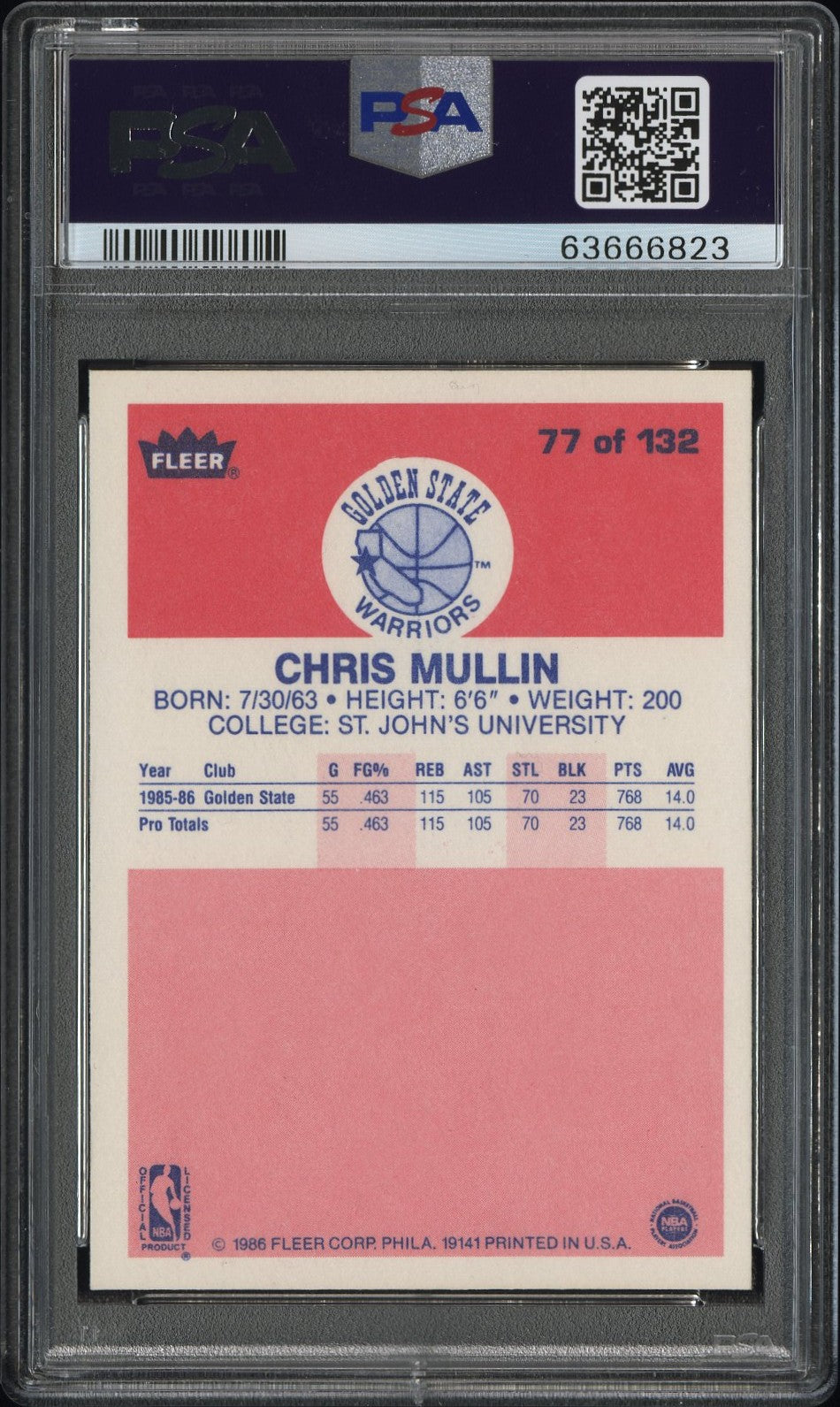 1986 Fleer Chris Mullin #77 PSA 9