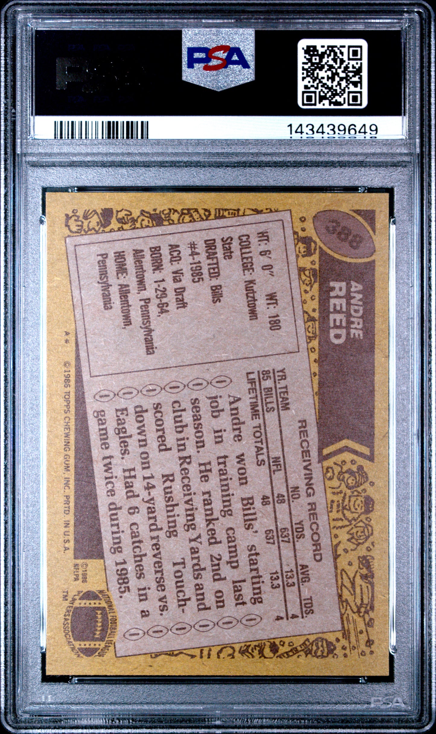 1986 Topps Andre Reed #388 PSA 10