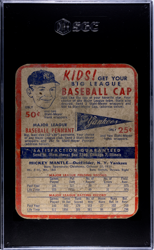 1955 Stahl-Meyer Franks Mickey Mantle SGC 1.5