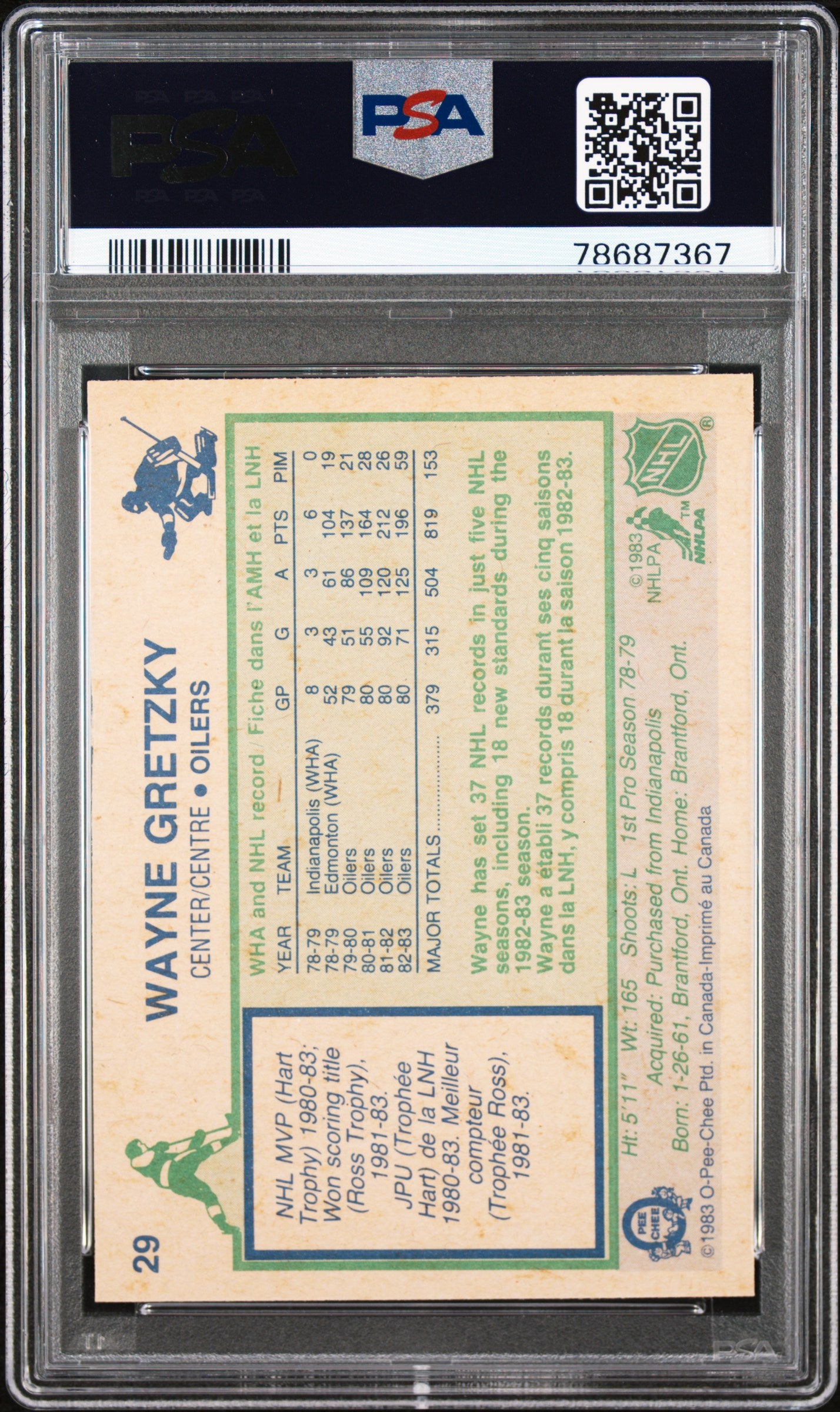 1983 O-Pee-Chee Wayne Gretzky #29 PSA 10