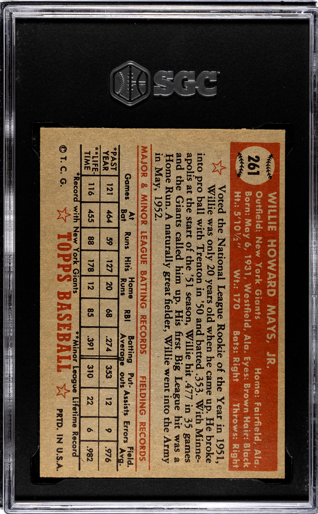 1952 Topps Willie Mays #261 SGC 5