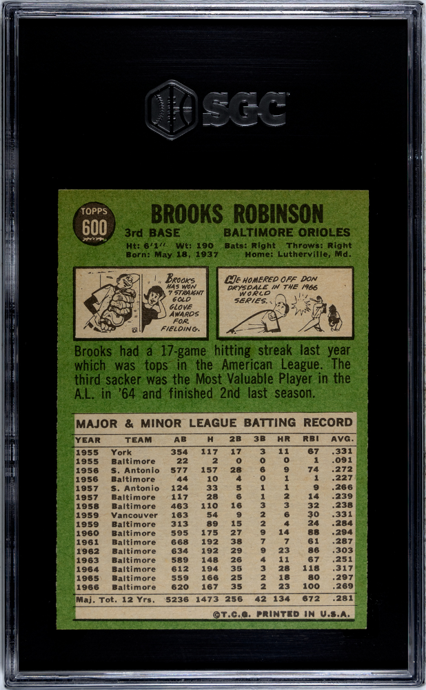 1967 Topps Brooks Robinson #600 SGC 5