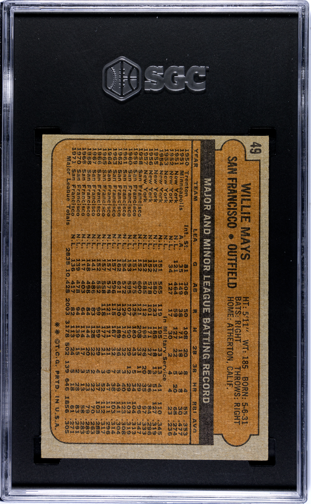 1972 Topps Willie Mays #49 SGC 6