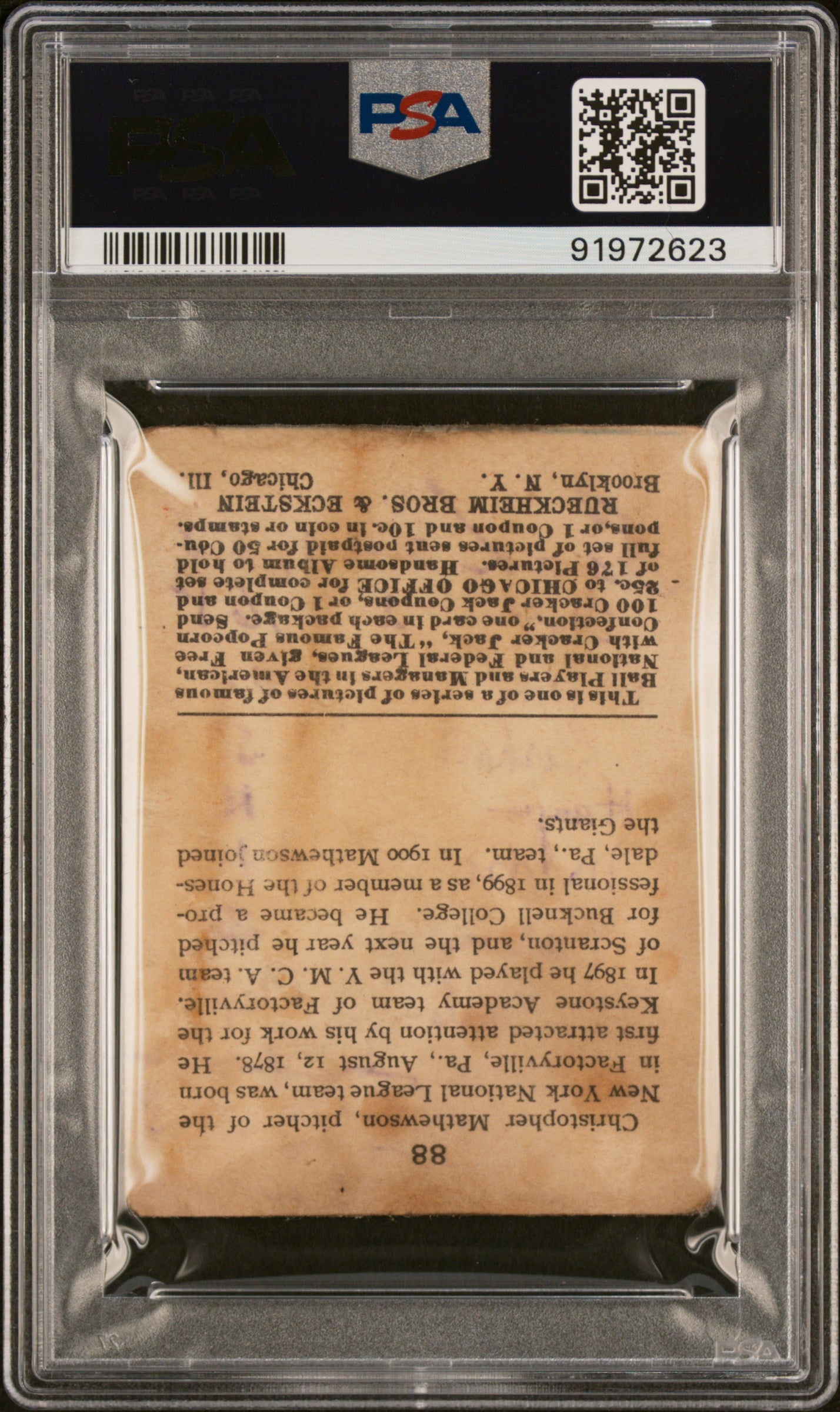 1915 Cracker Jack Christy Mathewson #88 PSA 1.5 MK