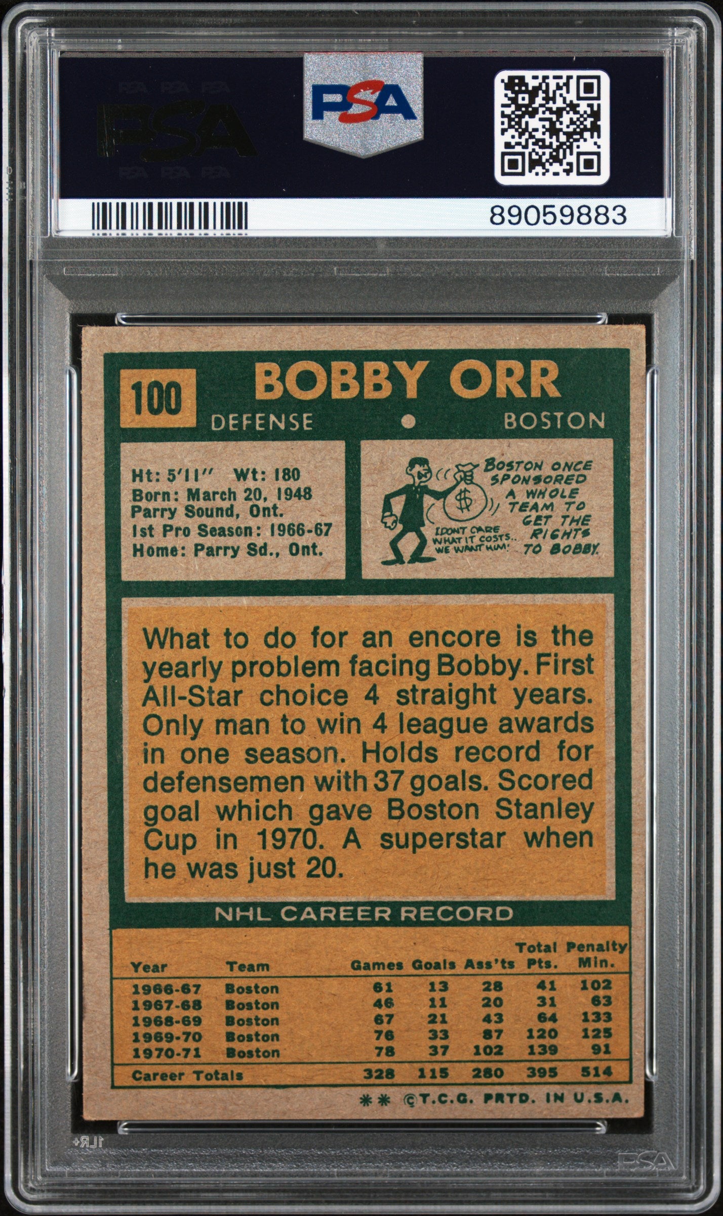 1971 Topps Bobby Orr #100 PSA 4