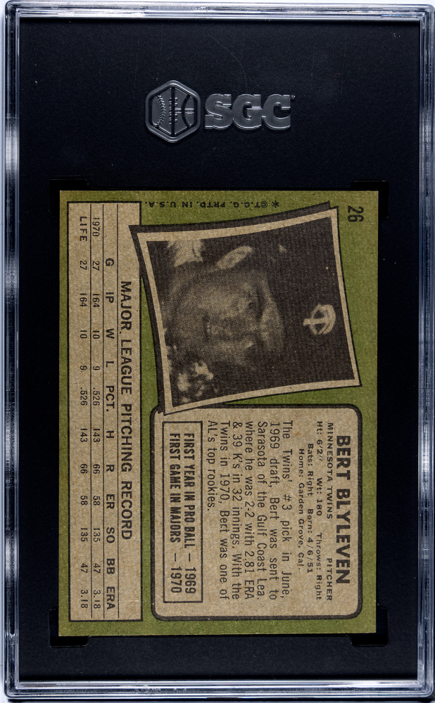 1971 Topps Bert Blyleven #26 SGC 6.5