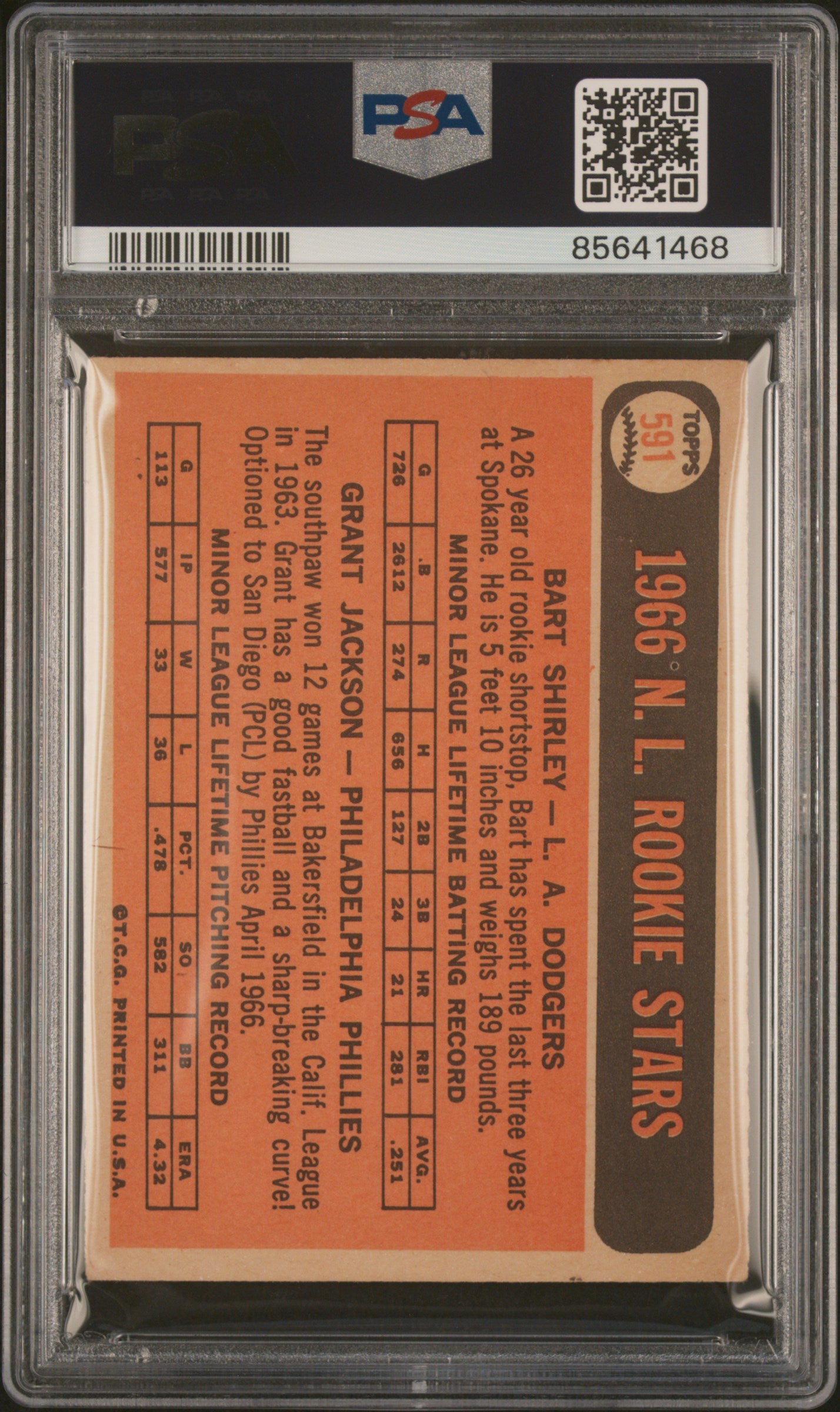 1966 Topps N. L. Rookies #591 B. Shirley G. Jackson PSA 5