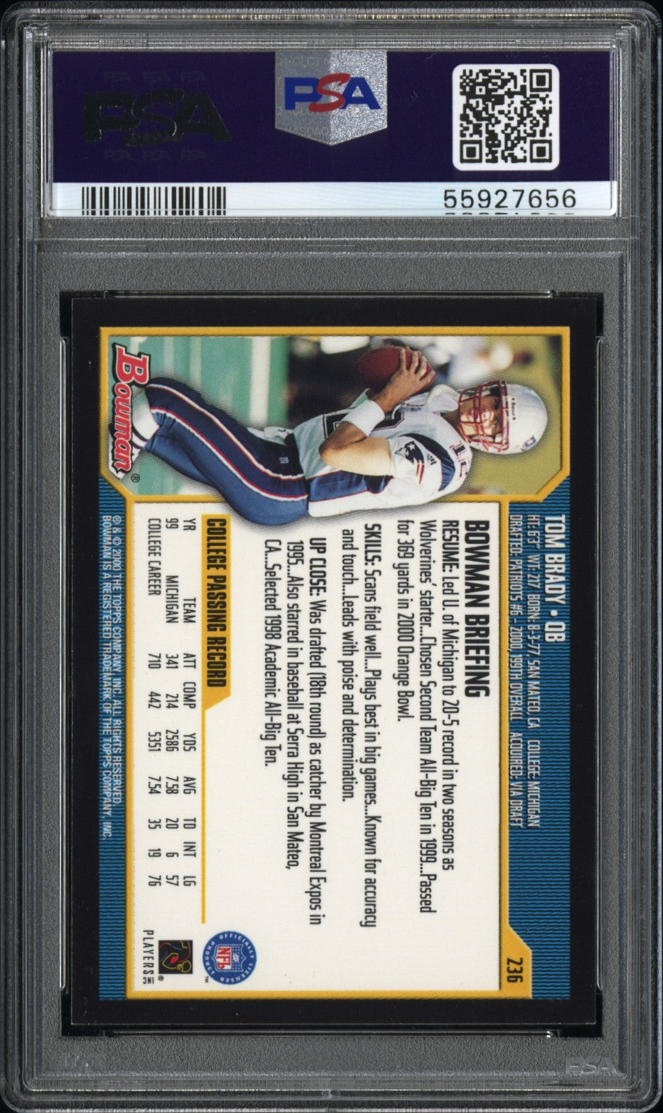 2000 Bowman Tom Brady #236 PSA 9
