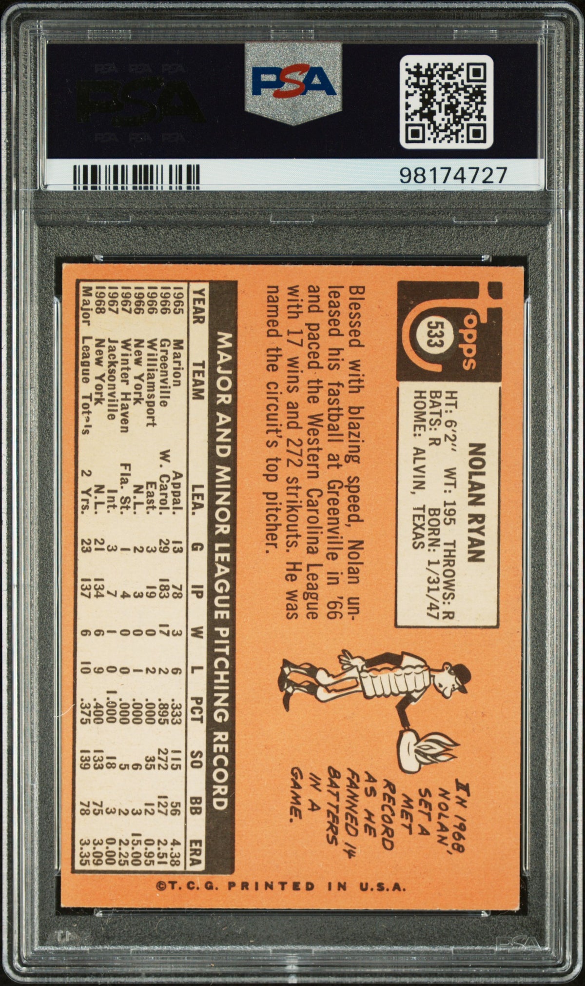 1969 Topps Nolan Ryan #533 PSA 5