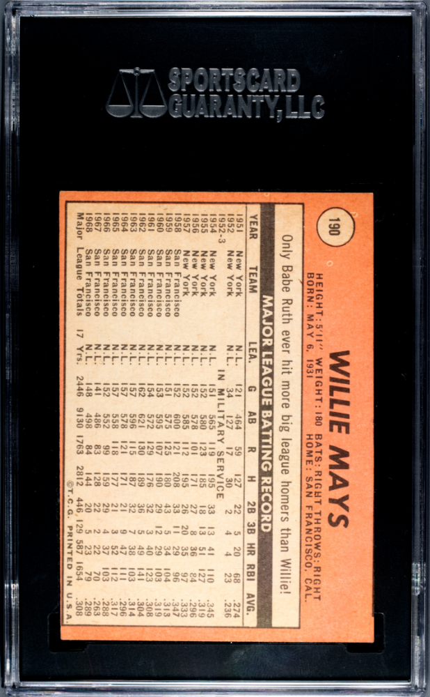 1969 Topps Willie Mays #190 SGC 4.5