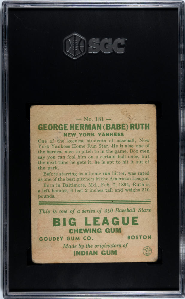 1933 Goudey Babe Ruth #181 SGC 2
