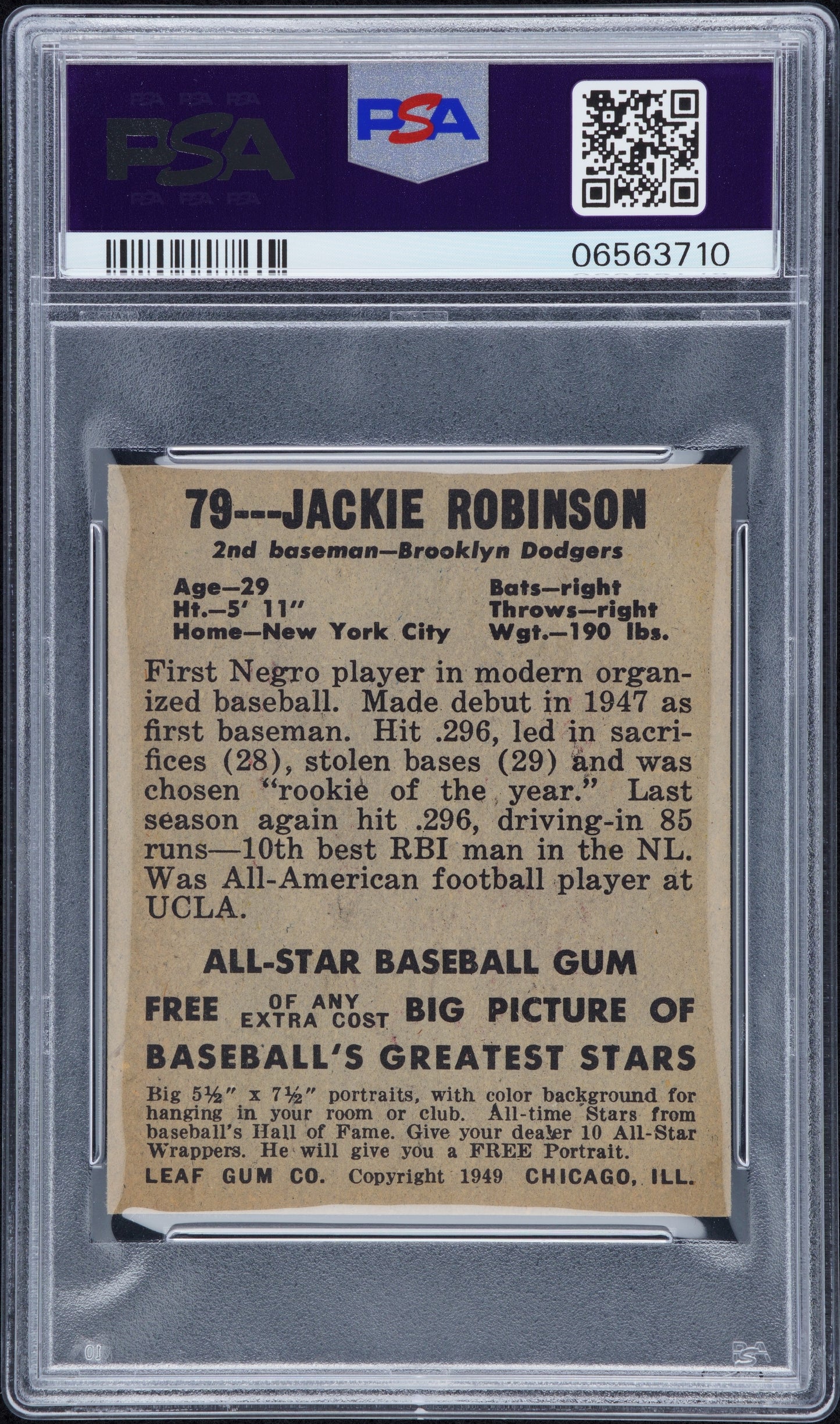 1948 Leaf Jackie Robinson #79 PSA 7