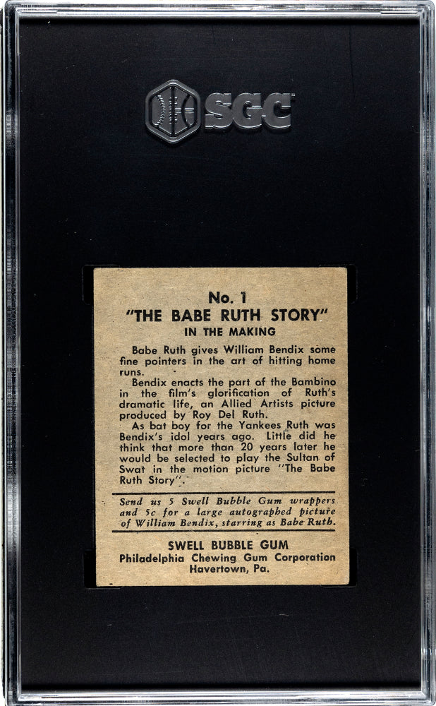1948 Swell Bubble Gum Babe Ruth Story #1 SGC 3