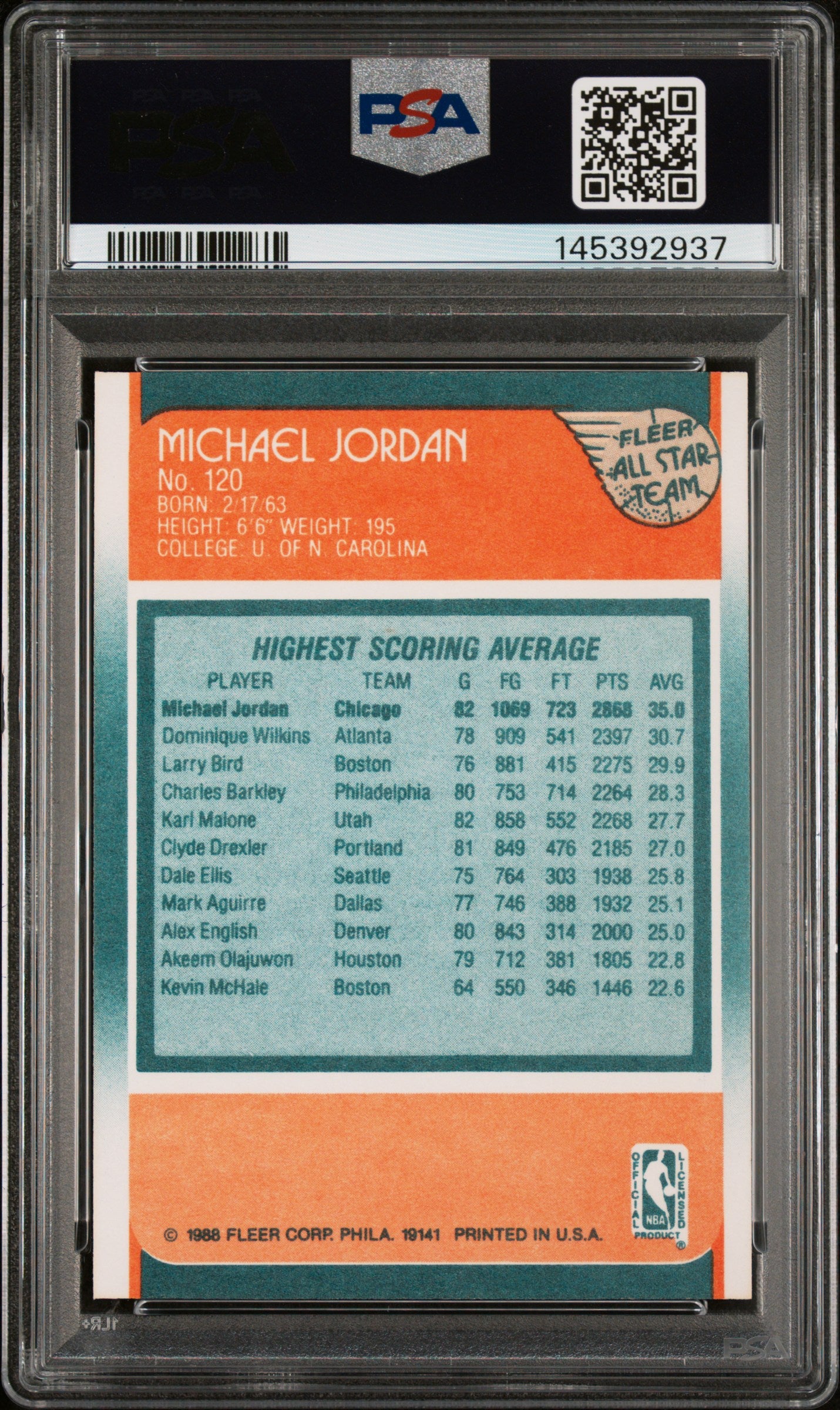 1988 Fleer Michael Jordan #120 All Star PSA 9