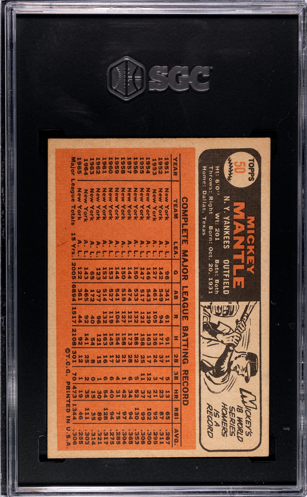 1966 Topps Mickey Mantle #50 SGC 4